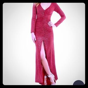 Red long sleeve beautiful red sparkly gown/size 7 juniors